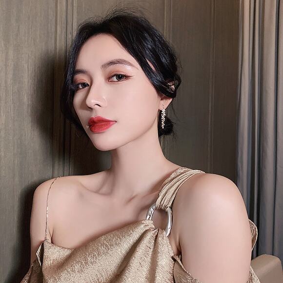 Dangle Drop Earrings Gold Olive Leaf Drop Crystal Rhinestones - Picture 4 of 5